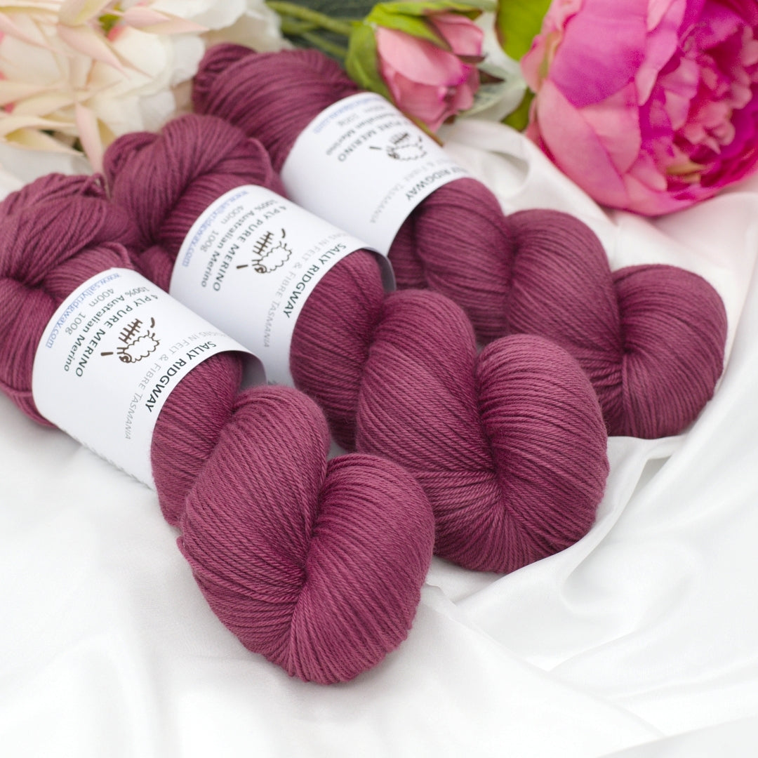 4 Ply Pure Australian Merino Wool Yarn Claret-4 Ply Pure Merino Yarn-2-Sally Ridgway Designs in Felt & Fibre
