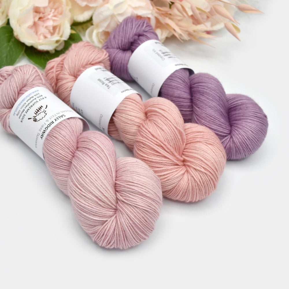 4 ply Supreme Sock Knitting Yarn Hand Dyed Blush| Sock Yarn | Sally Ridgway | Shop Wool, Felt and Fibre Online