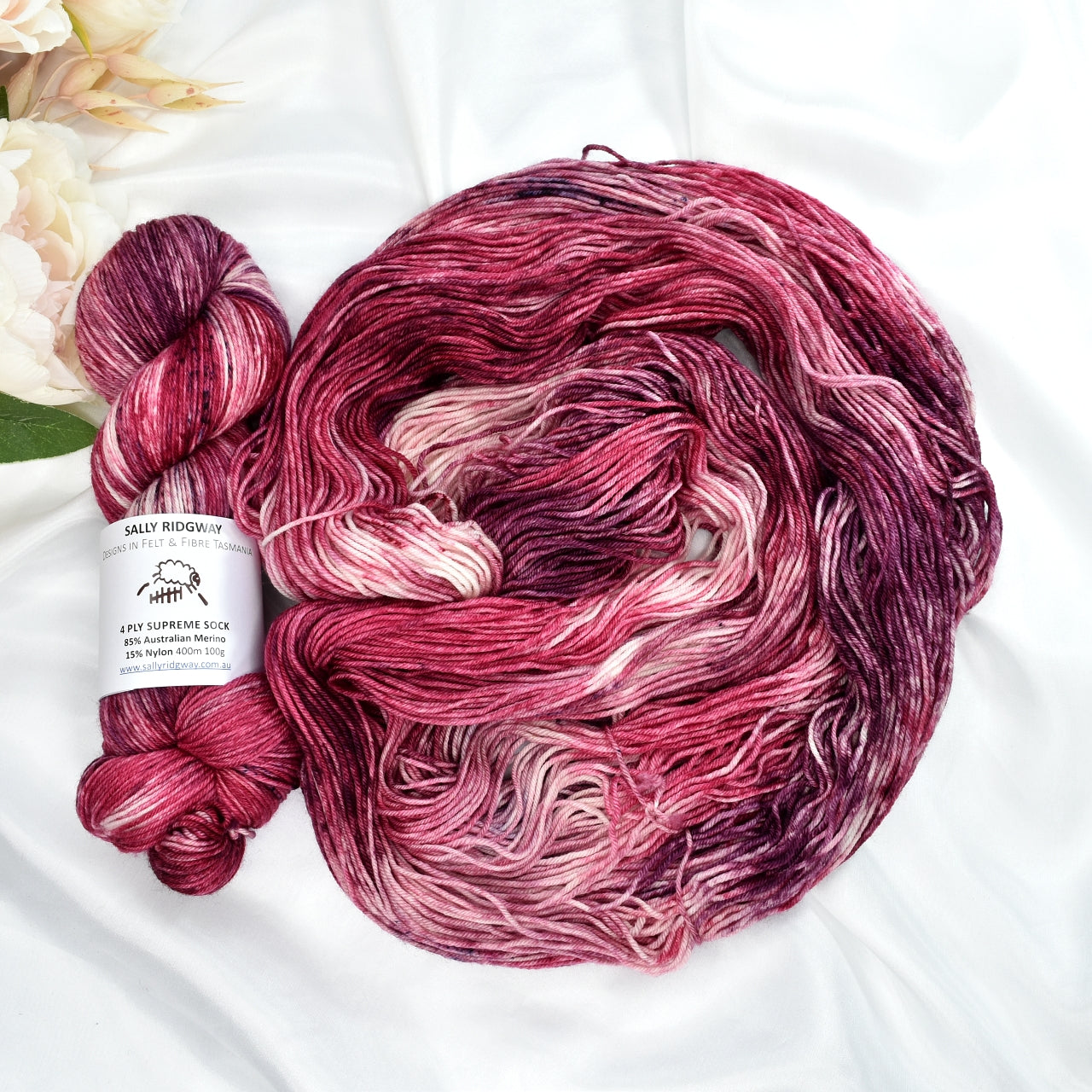 4 ply Supreme Sock Knitting Yarn Hand Dyed Ruby Red| Sock Yarn | Sally Ridgway | Shop Wool, Felt and Fibre Online
