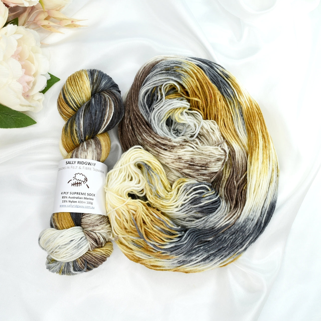 4 ply Supreme Sock Yarn Hand Dyed Butterscotch Latte| Sock Yarn | Sally Ridgway | Shop Wool, Felt and Fibre Online