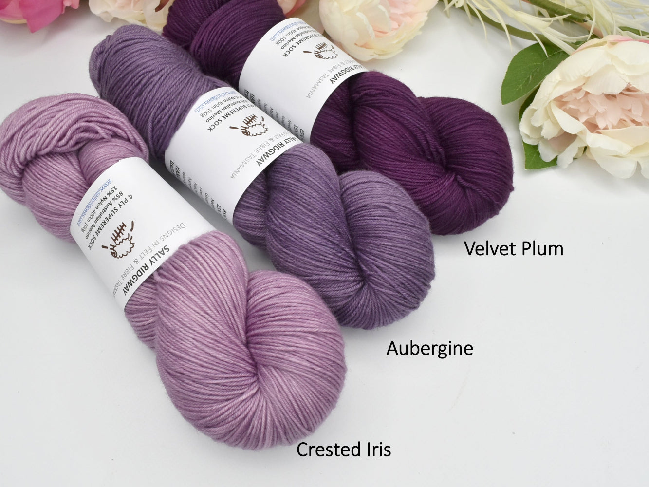 Crested Iris 4 ply Supreme Sock Yarn Hand Dyed-Sock Yarn-3-Sally Ridgway Designs in Felt & Fibre
