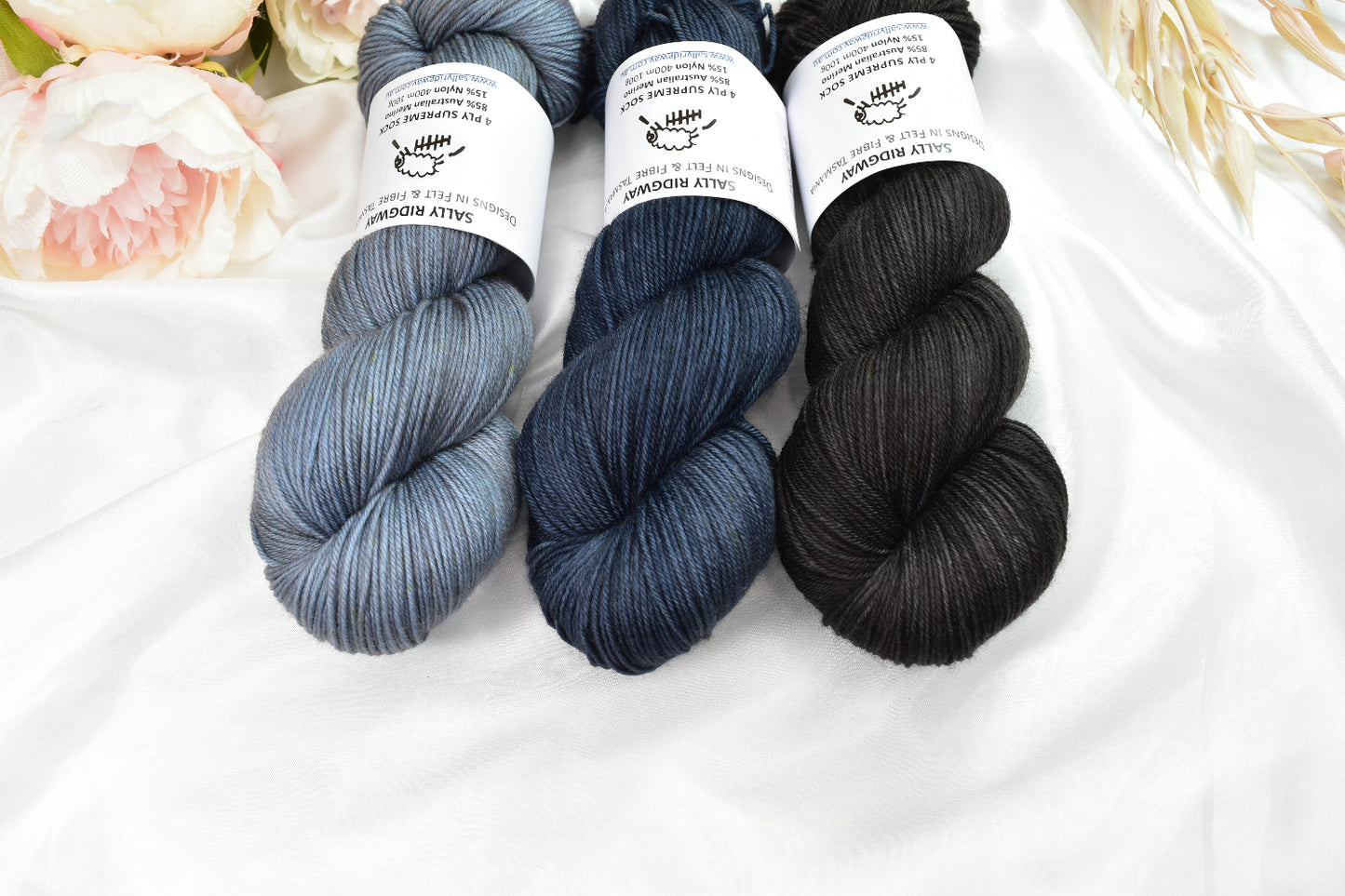 4 ply Supreme Sock Yarn Hand Dyed Light Blue-Sock Yarn-3-Sally Ridgway Designs in Felt & Fibre