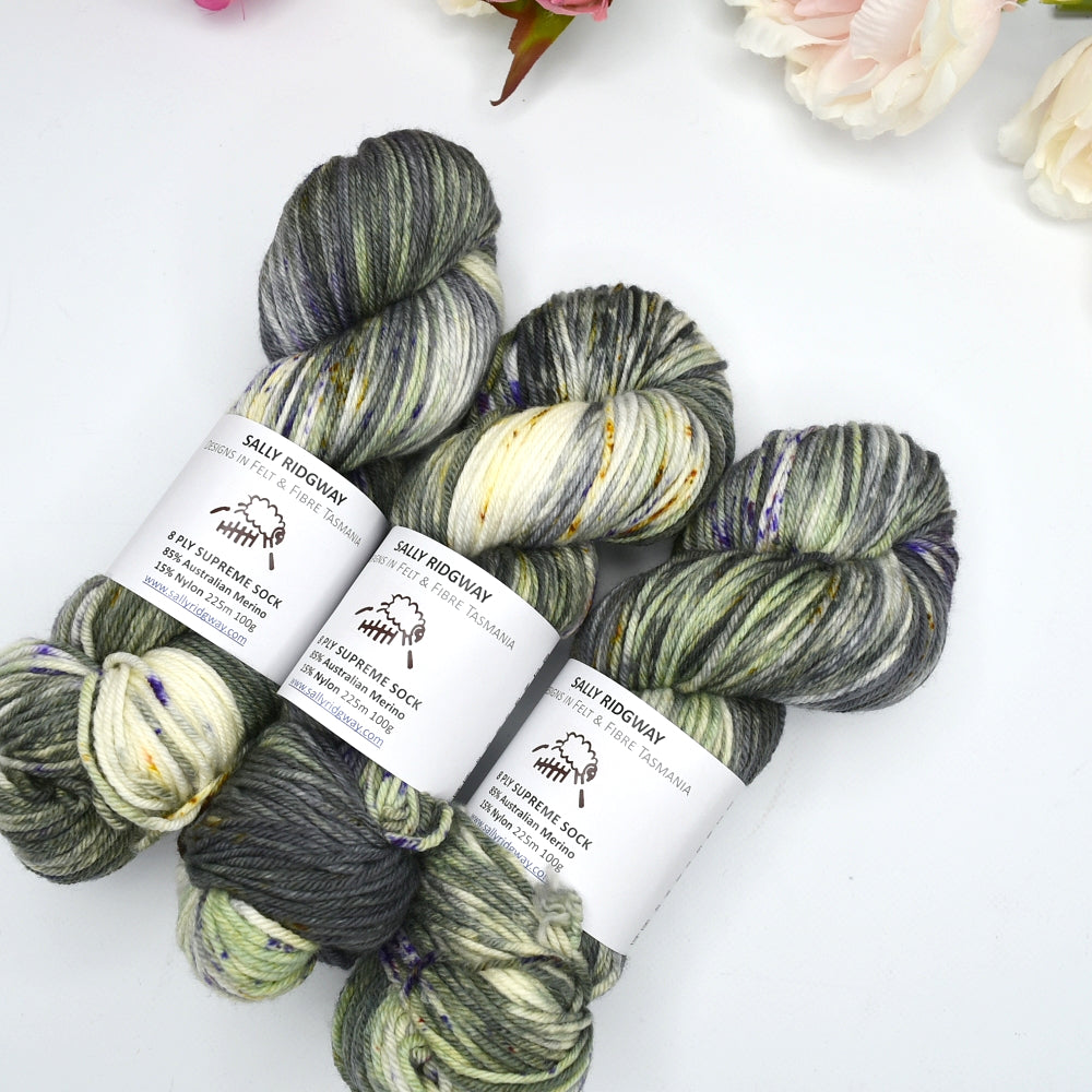 8 ply Supreme Sock in Lost Lichen| 8 Ply Supreme Sock | Sally Ridgway | Shop Wool, Felt and Fibre Online