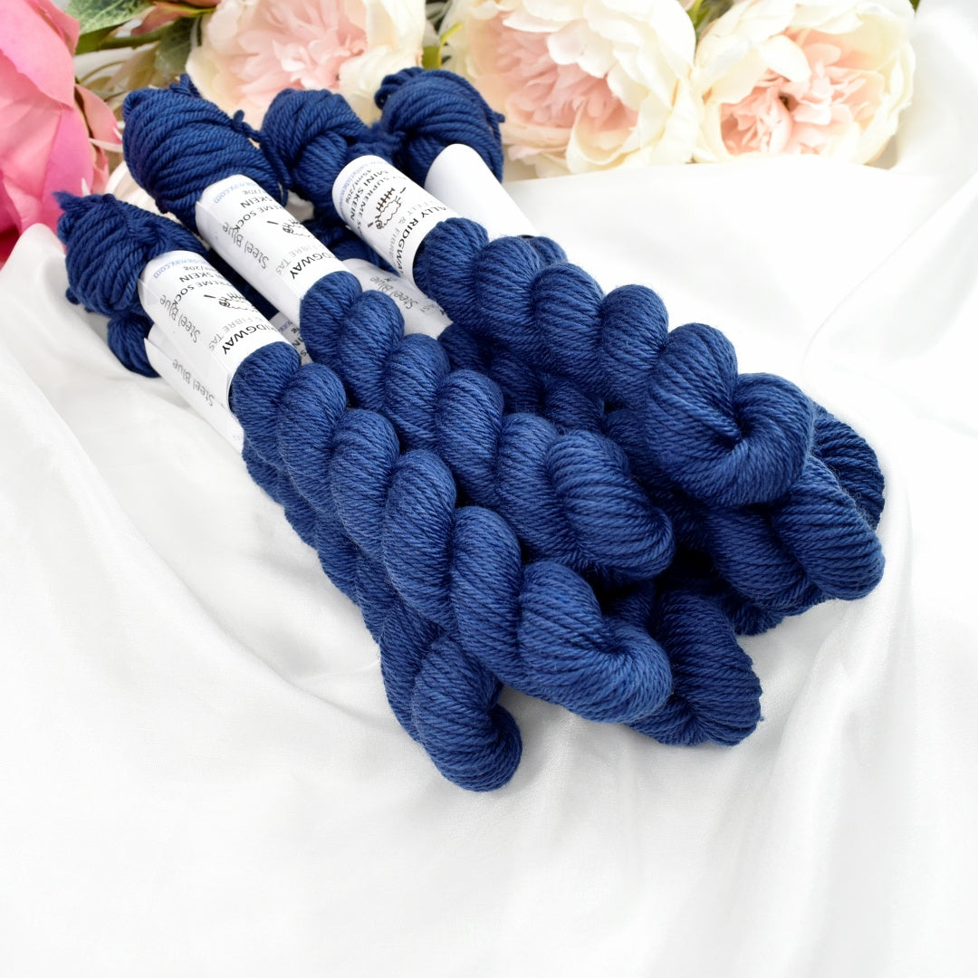 8 Ply Supreme Sock Mini Skein in Steel Blue-8 Ply Mini Skeins-2-Sally Ridgway Designs in Felt & Fibre