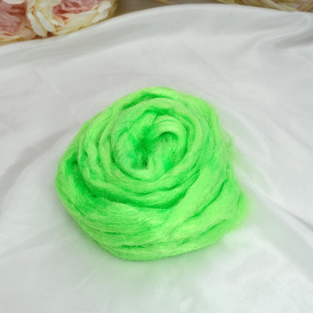 Firestar Fibre Trilobal Nylon Hand Dyed Fluo Lime| Firestar Fibre | Sally Ridgway | Shop Wool, Felt and Fibre Online