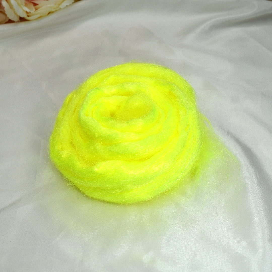 Firestar Fibre Trilobal Nylon Hand Dyed Fluo Yellow| Firestar Fibre | Sally Ridgway | Shop Wool, Felt and Fibre Online