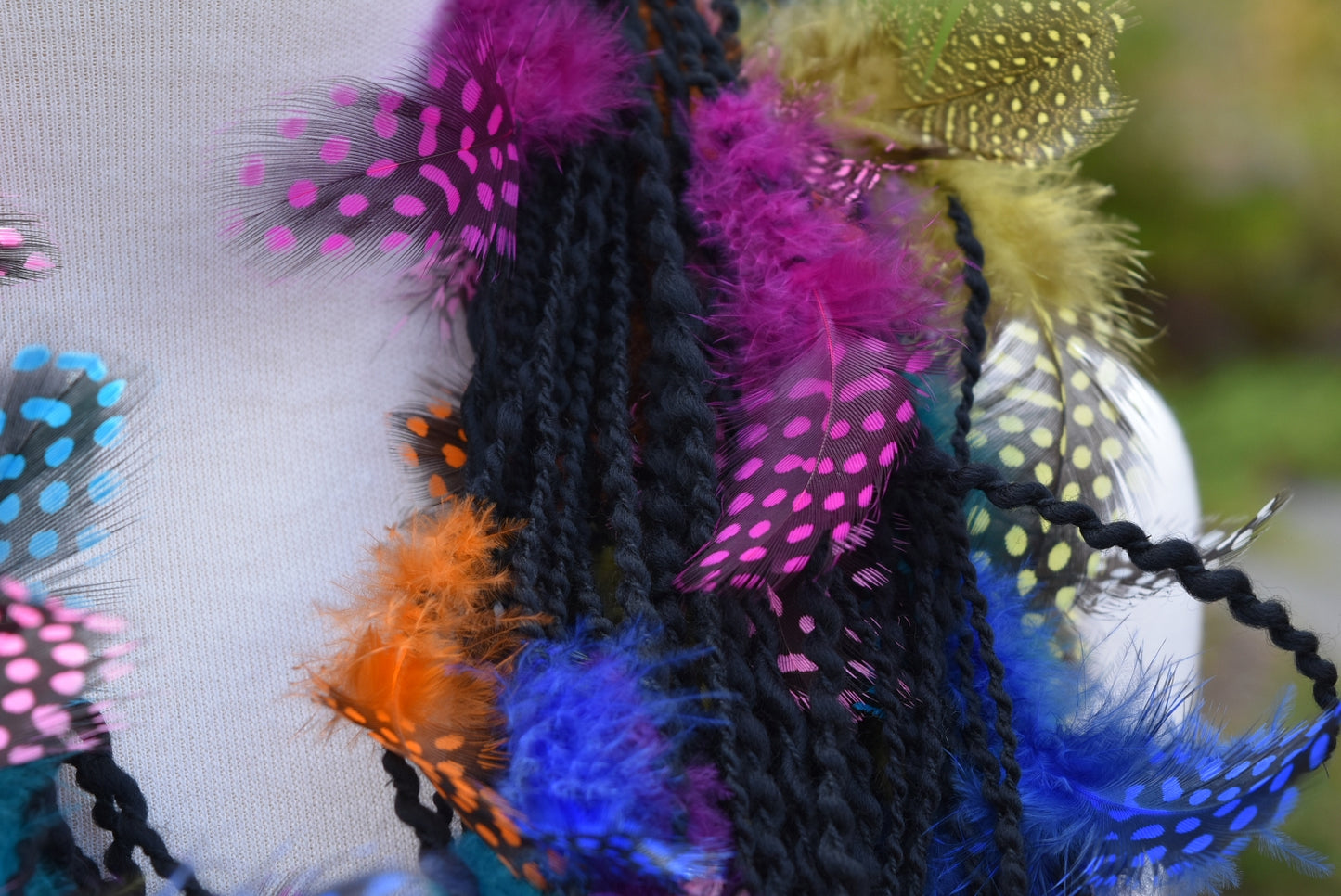 Hand Spun Feathered Yarn-Hand Spun Yarn-5-71 mt. / 76 grams-Sally Ridgway Designs in Felt & Fibre