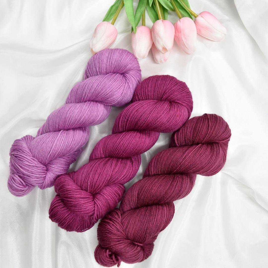 Merlot Valley 3 Skein Fade Set| Sock Yarn | Sally Ridgway | Shop Wool, Felt and Fibre Online