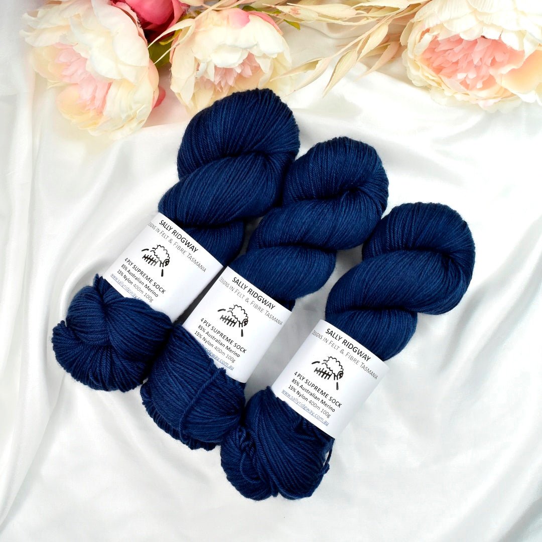 Midnight Hour 4 ply Supreme Sock Yarn Hand Dyed| Sock Yarn | Sally Ridgway | Shop Wool, Felt and Fibre Online