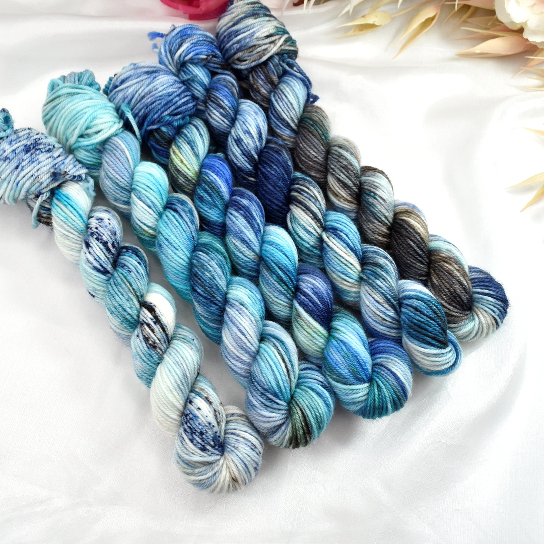 Mini Skein Set - All the Blues-4 Ply Mini Skein-2-Sally Ridgway Designs in Felt & Fibre