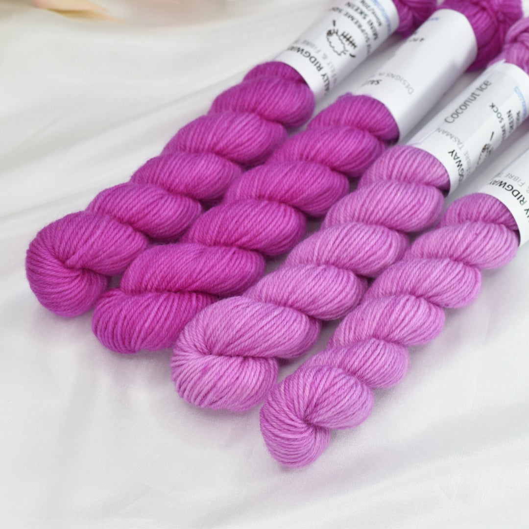 Mini Skeins 4 Ply Supreme Sock Yarn Raspberry Syrup| 4 Ply Mini Skein | Sally Ridgway | Shop Wool, Felt and Fibre Online
