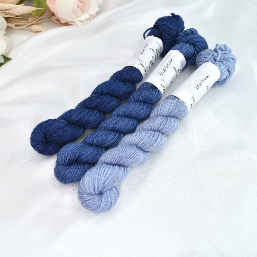 Mini Skeins 4 Ply Supreme Sock Yarn in Blue Denim-4 Ply Mini Skein-2-Sally Ridgway Designs in Felt & Fibre