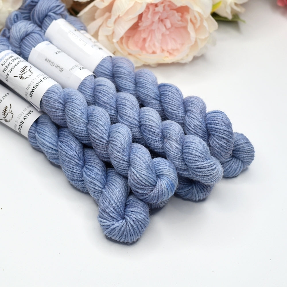 Mini Skeins 4 Ply Supreme Sock Yarn in Blue Glaze| Mini Skeins | Sally Ridgway | Shop Wool, Felt and Fibre Online