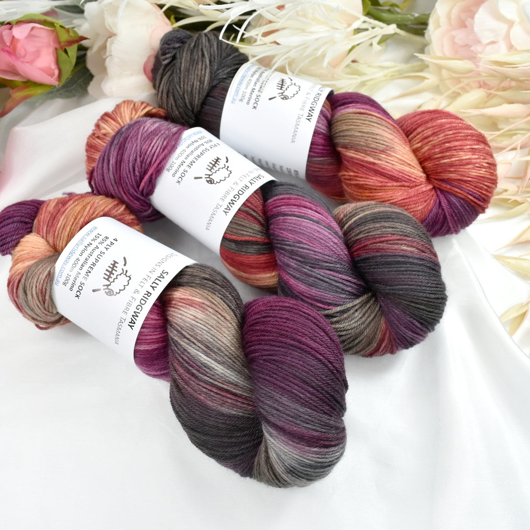 Moroccan Magic 4 ply Supreme Sock Yarn Hand Dyed| Sock Yarn | Sally Ridgway | Shop Wool, Felt and Fibre Online