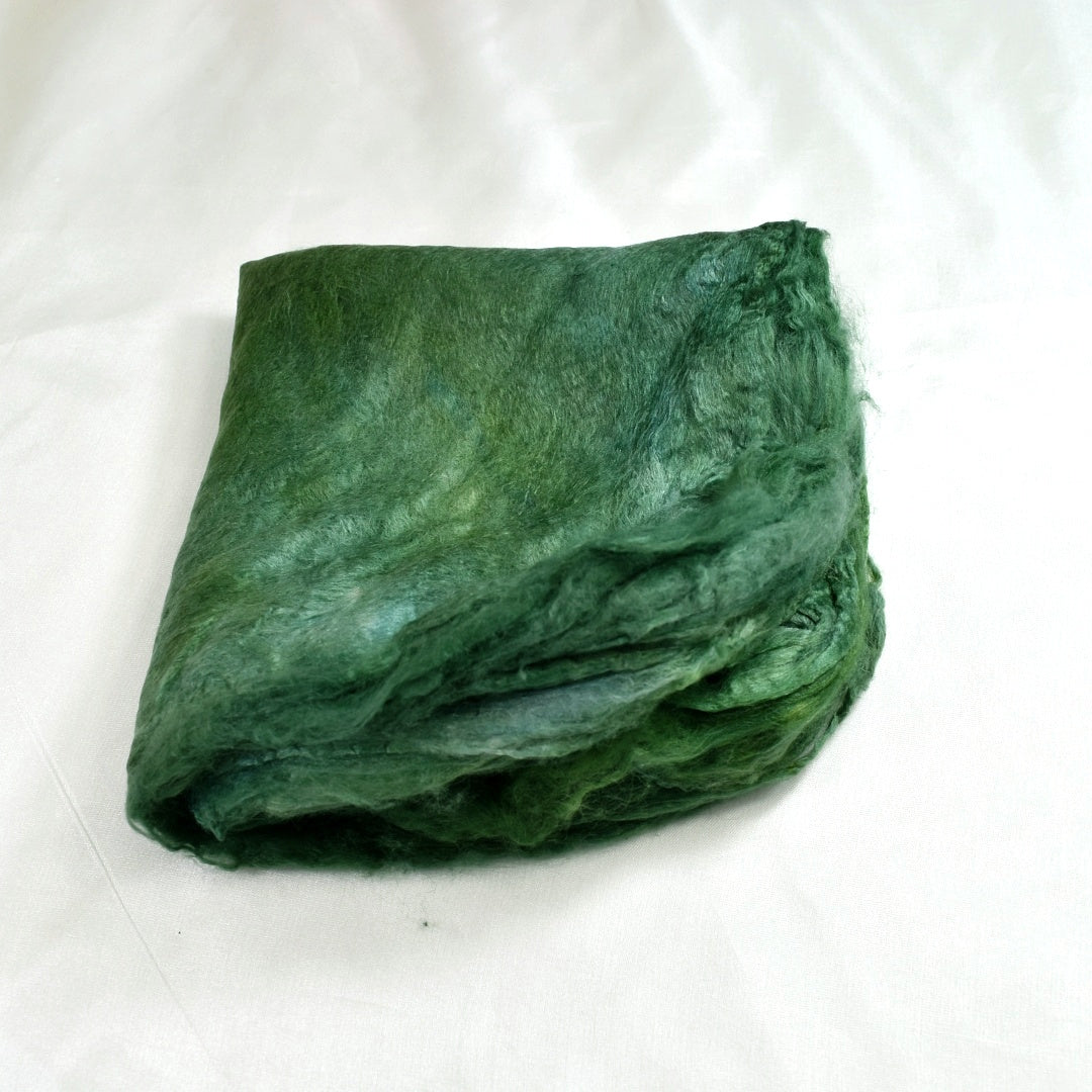 Mulberry Silk Hankies Hand Dyed Bottle Green-Silk Hankies-3-10 grams-Sally Ridgway Designs in Felt & Fibre