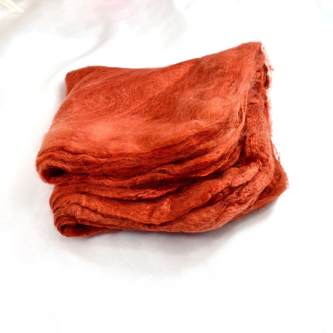 Mulberry Silk Hankies Hand Dyed Red Rock| Silk Hankies | Sally Ridgway | Shop Wool, Felt and Fibre Online