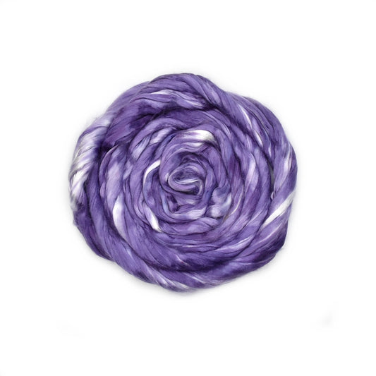 Mulberry Silk Roving Hand Dyed in Dusty Purple| Silk Roving/Sliver | Sally Ridgway | Shop Wool, Felt and Fibre Online