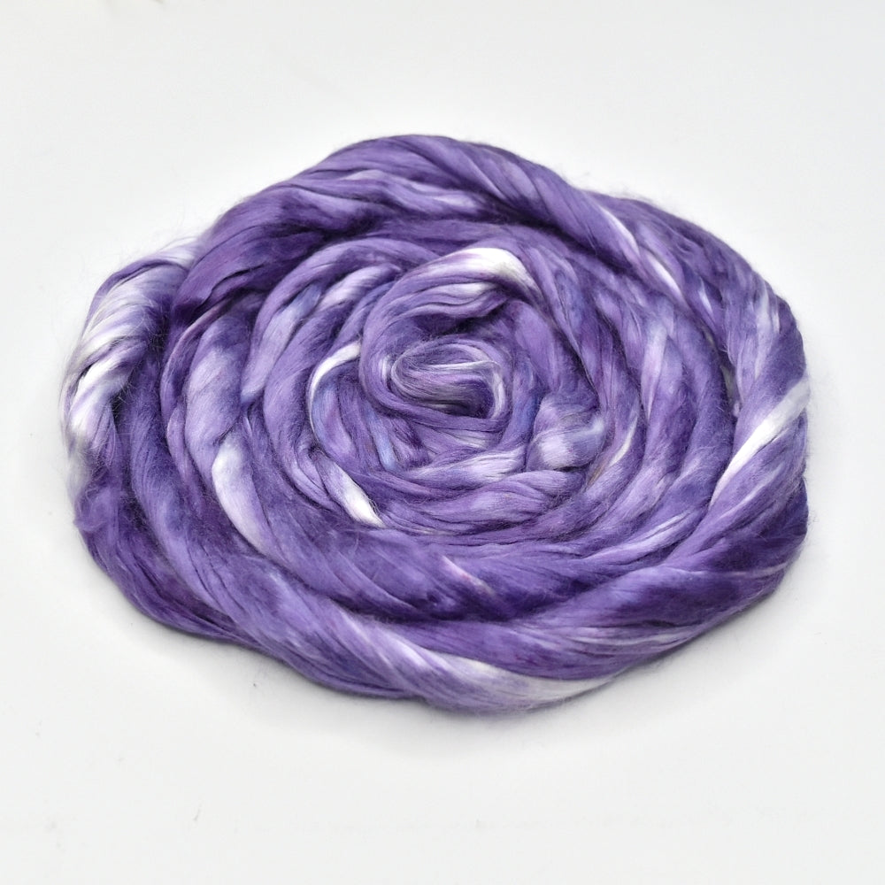 Mulberry Silk Roving Hand Dyed in Dusty Purple-Silk Roving/Sliver-2-20 Grams-Sally Ridgway Designs in Felt & Fibre