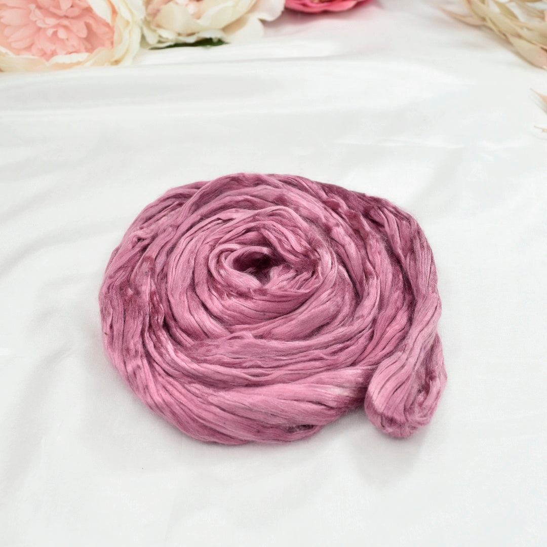 Mulberry Silk Roving Hand Dyed in Wild Blossom-Silk Roving/Sliver-2-20 Grams-Sally Ridgway Designs in Felt & Fibre