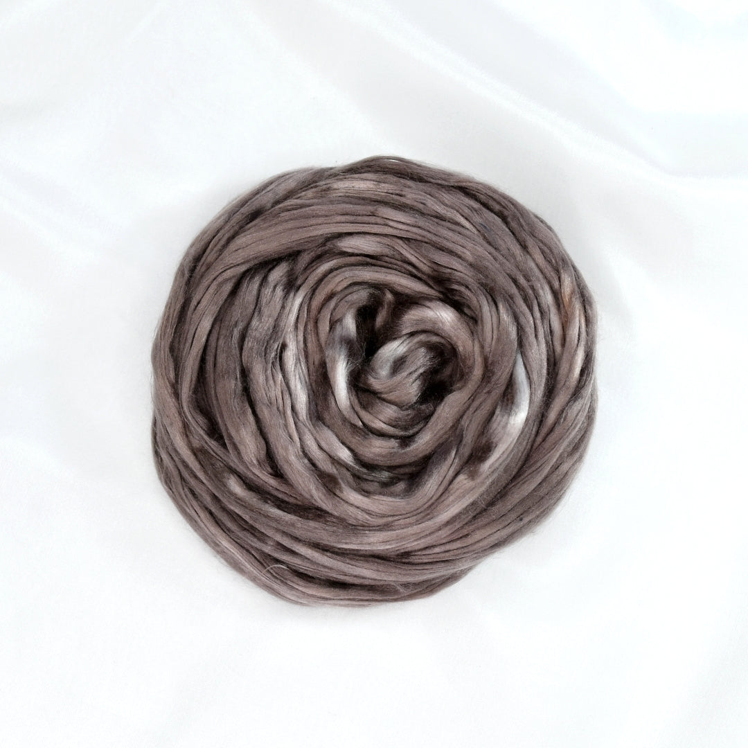 Mulberry Silk Roving Hand Dyed in Wombat| Silk Roving/Sliver | Sally Ridgway | Shop Wool, Felt and Fibre Online