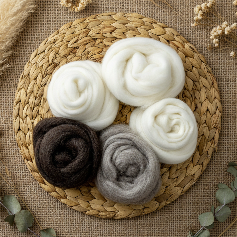 Undyed Natural Sample Packs 250g| Undyed Wool Roving Top | Sally Ridgway | Shop Wool, Felt and Fibre Online