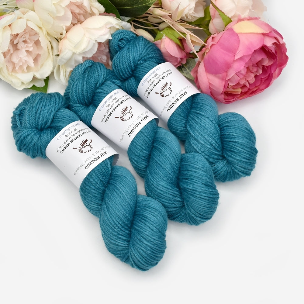 Ocean on 8 Ply Superwash 100% Merino Yarn-8 Ply Superwash Merino Yarn-2-Sally Ridgway Designs in Felt & Fibre