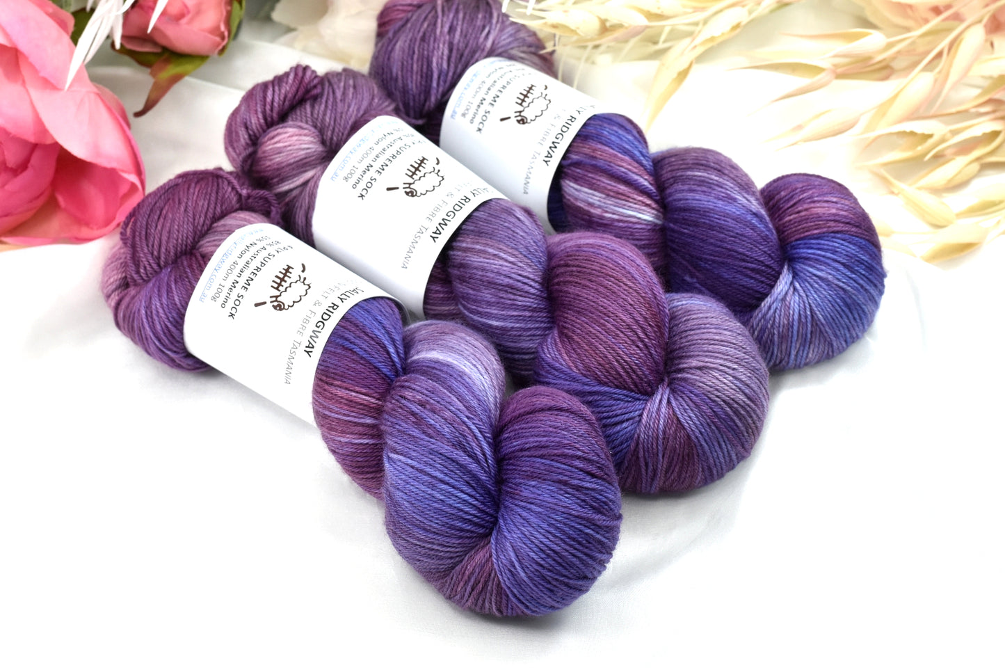 Ruby Blues 4 ply Supreme Sock Yarn Hand Dyed-Sock Yarn-2-Sally Ridgway Designs in Felt & Fibre