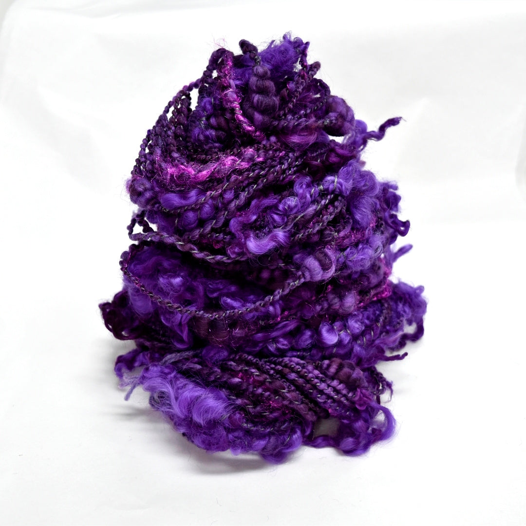 Handspun Chunky Tasmanian Merino Art Yarn in Dark Amethyst| Hand Spun Yarn | Sally Ridgway | Shop Wool, Felt and Fibre Online