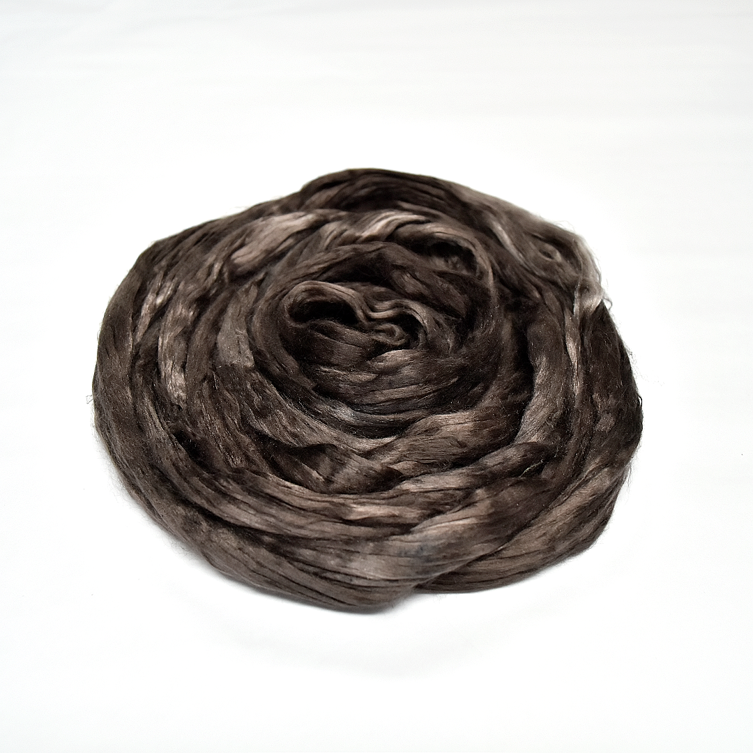 Mulberry Silk Roving Hand Dyed Slate