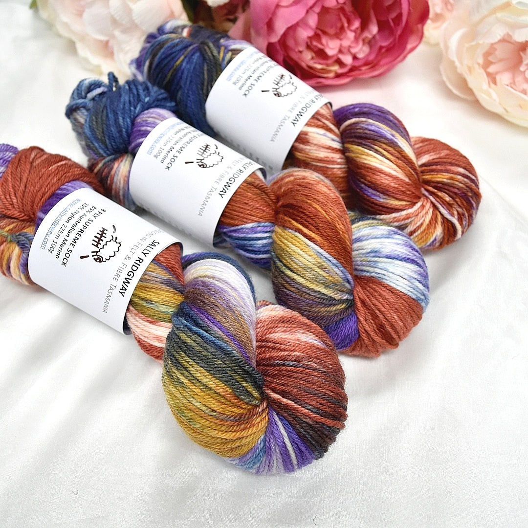 8 ply Supreme Sock in Stained Glass| 8 Ply Supreme Sock | Sally Ridgway | Shop Wool, Felt and Fibre Online