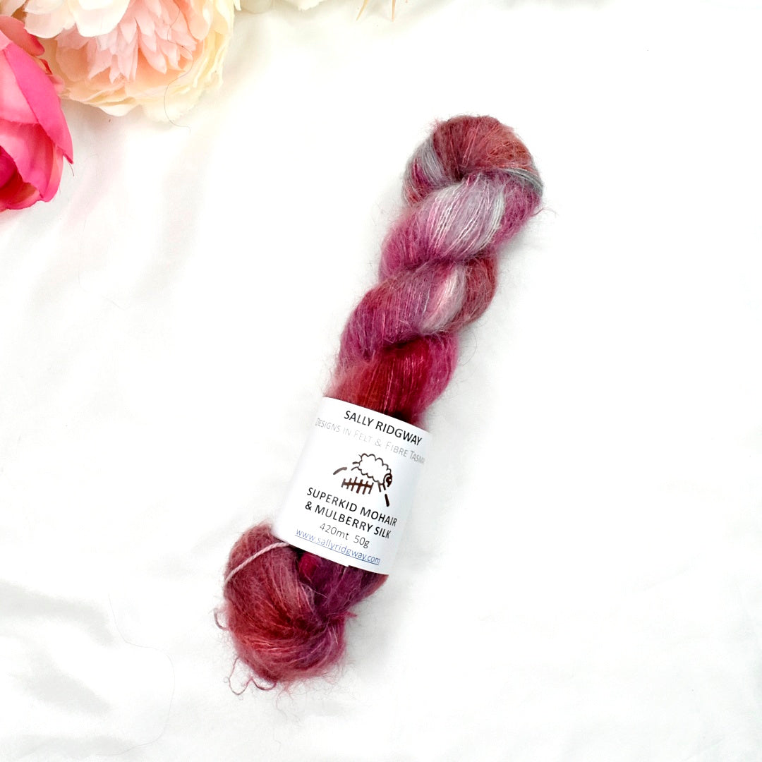 Superkid Mohair & Silk Hand Dyed Blackberry-Mohair Silk-2-Sally Ridgway Designs in Felt & Fibre