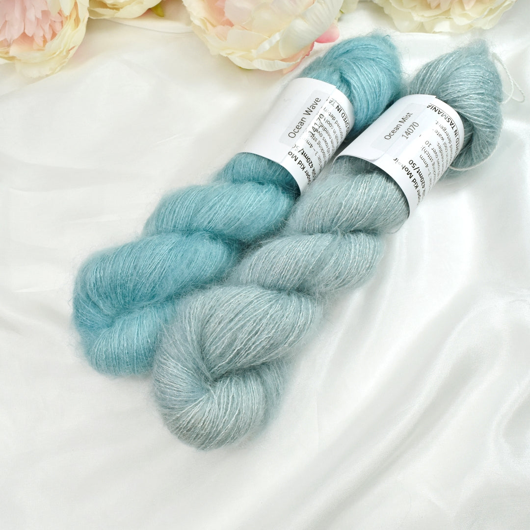 Superkid Mohair & Silk Hand Dyed Ocean Mist| Mohair Silk | Sally Ridgway | Shop Wool, Felt and Fibre Online