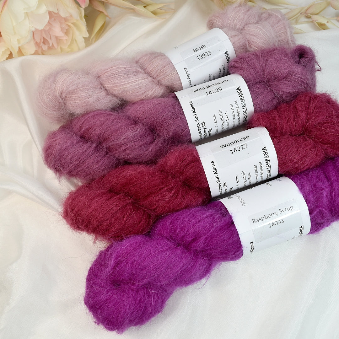 Woodrose Brushed Suri Alpaca Silk Lace Hand Dyed| Suri Silk Lace | Sally Ridgway | Shop Wool, Felt and Fibre Online