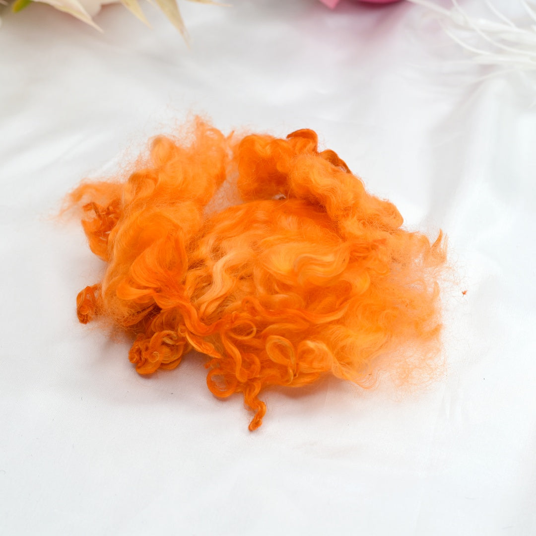 Tasmanian English Leicester Lamb Locks - Bright Orange| English Leicester Wool Tops | Sally Ridgway | Shop Wool, Felt and Fibre Online