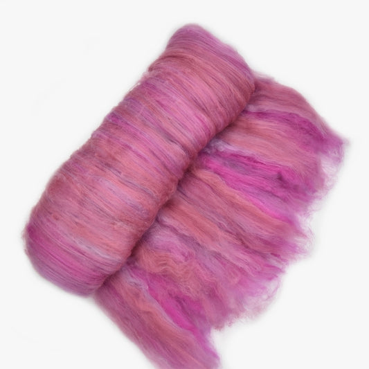 Tasmanian Merino Wool Carded Batts Hand Dyed Pink Mushrooms| Merino Wool Batts | Sally Ridgway | Shop Wool, Felt and Fibre Online