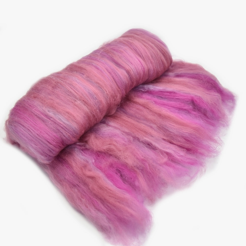 Tasmanian Merino Wool Carded Batts Hand Dyed Pink Mushrooms-Merino Wool Batts-2-Sally Ridgway Designs in Felt & Fibre