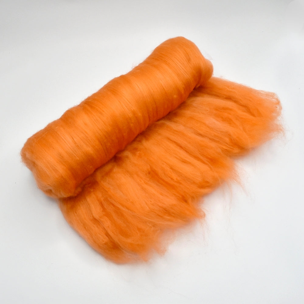 Tasmanian Merino Wool Carded Batts Hand Dyed Pumpkin-Merino Wool Batts-1-Sally Ridgway Designs in Felt & Fibre