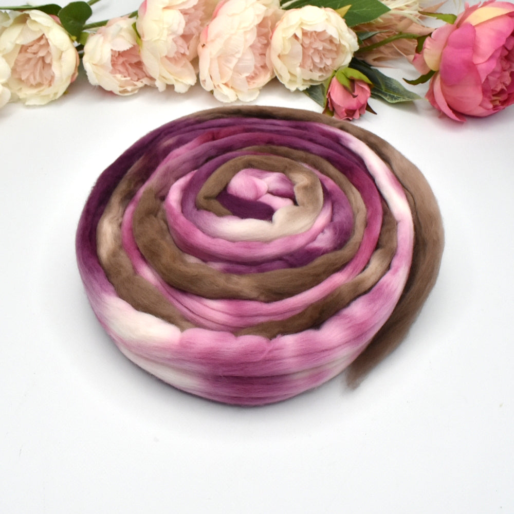 Tasmanian Merino Wool Combed Top Hand Dyed Magnolia Bloom| Merino wool tops | Sally Ridgway | Shop Wool, Felt and Fibre Online