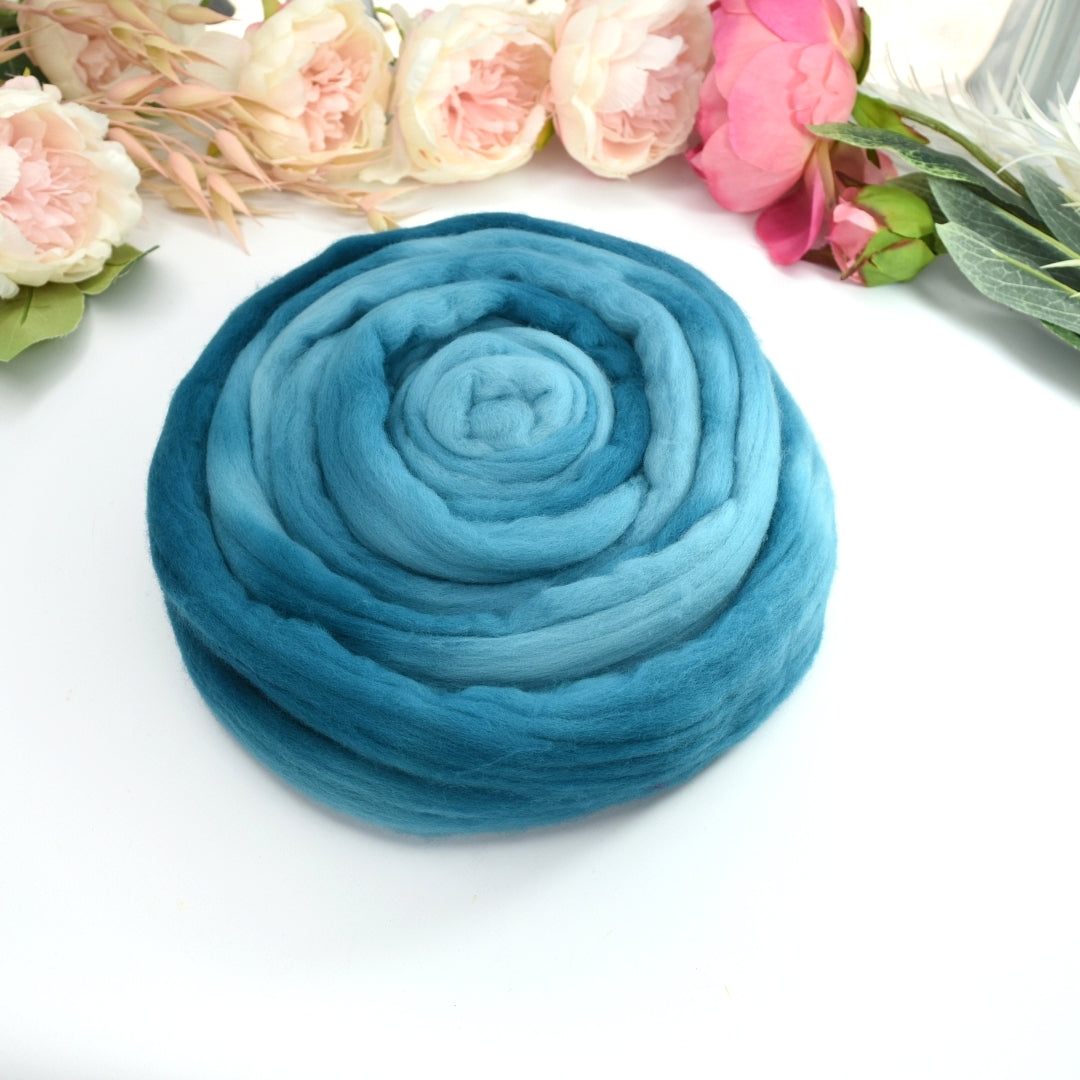 Tasmanian Merino Wool Combed Top Hand Dyed Ocean| Merino wool tops | Sally Ridgway | Shop Wool, Felt and Fibre Online
