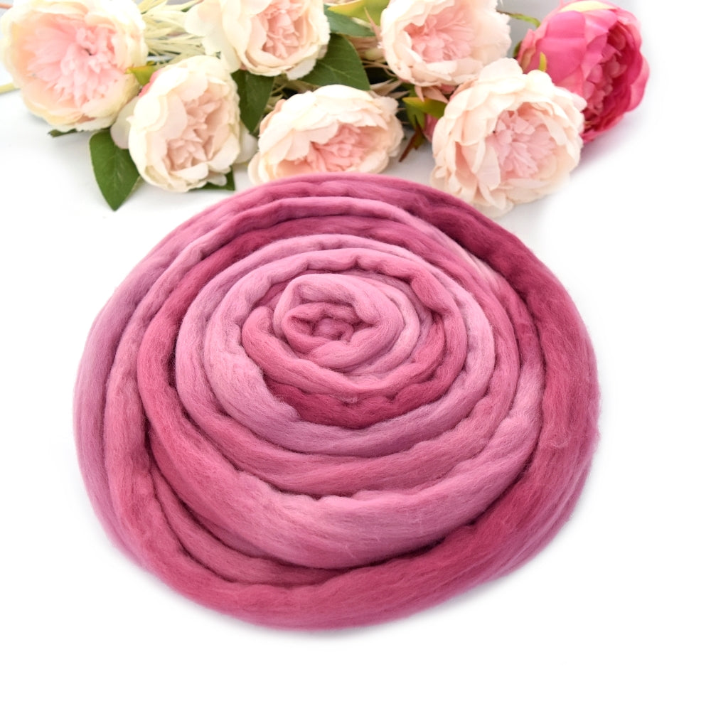 Tasmanian Merino Wool Combed Top in Wild Blossom| Merino Wool Tops | Sally Ridgway | Shop Wool, Felt and Fibre Online