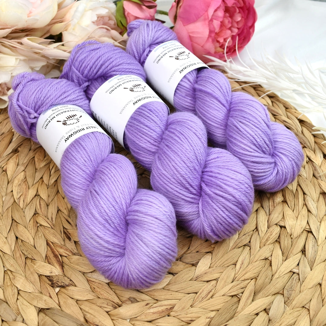 Wisteria on 8 Ply Superwash 100% Merino Yarn| 8 Ply Superwash Merino Yarn | Sally Ridgway | Shop Wool, Felt and Fibre Online