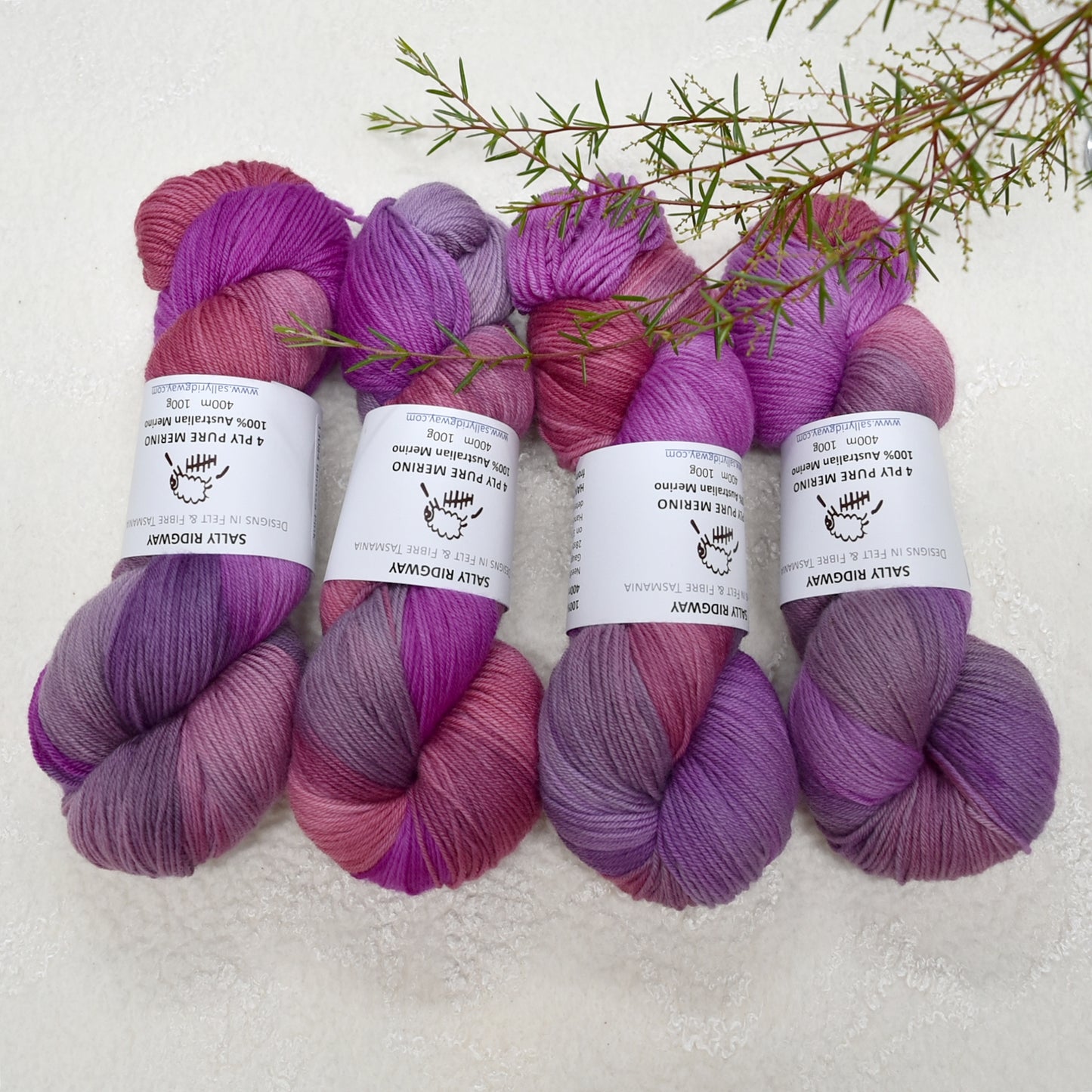 4 Ply Pure Australian Merino Wool Yarn Hand Dyed Barossa Pink 13084-4 Ply Pure Merino Yarn-2-Sally Ridgway Designs in Felt & Fibre
