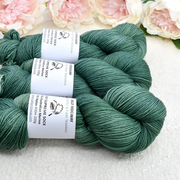 4 ply Supreme Sock Yarn Hand Dyed Argyle Green-Sock Yarn-2-Sally Ridgway Designs in Felt & Fibre