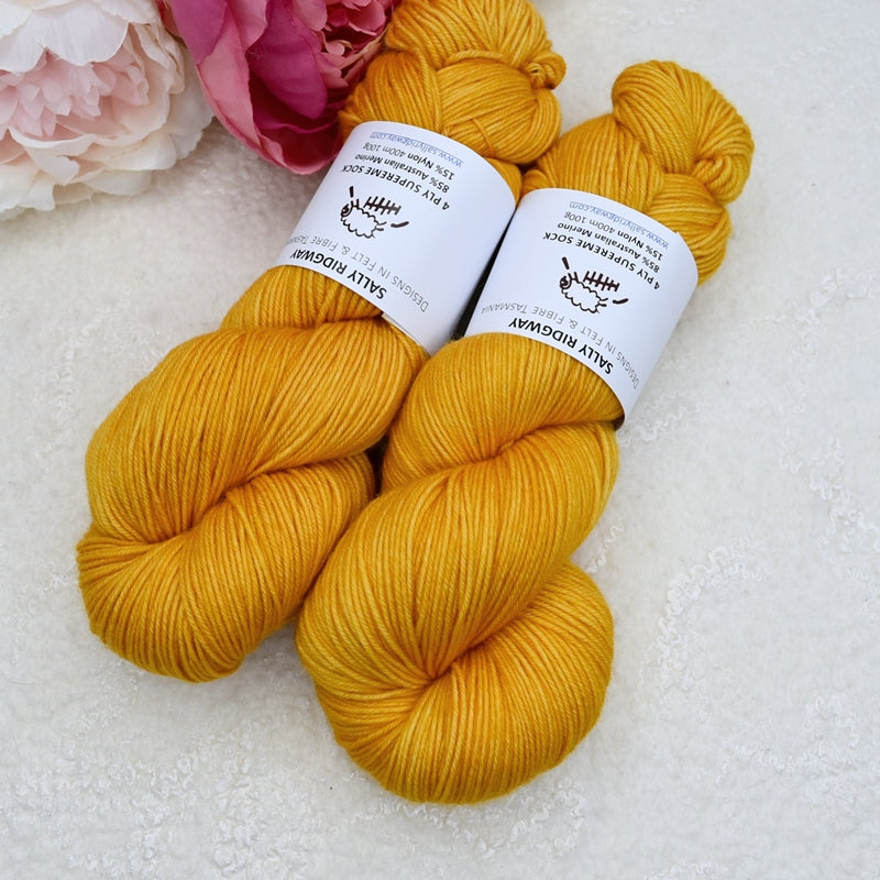 4 ply Supreme Sock Yarn Hand Dyed Buttercorn-Sock Yarn-2-Sally Ridgway Designs in Felt & Fibre