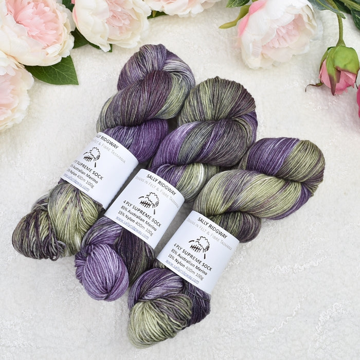 4 ply Supreme Sock Yarn Hand Dyed Charred Eggplant 13392-Sock Yarn-3-Sally Ridgway Designs in Felt & Fibre