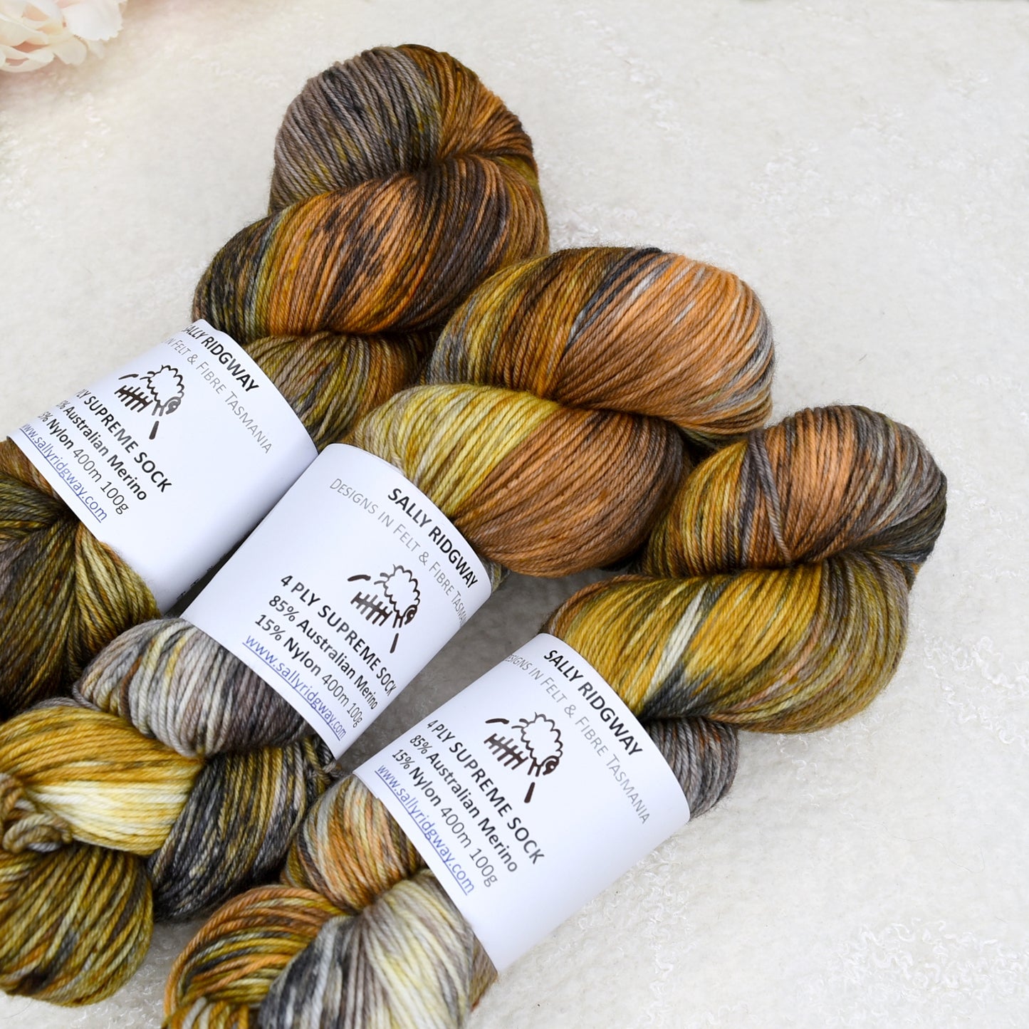 4 ply Supreme Sock Yarn Hand Dyed Jaffa Cake| Sock Yarn | Sally Ridgway | Shop Wool, Felt and Fibre Online