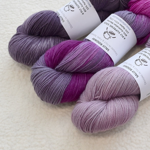 4 ply Supreme Sock Yarn Hand Dyed Barossa Pink 13084-Sock Yarn-3-Sally Ridgway Designs in Felt & Fibre