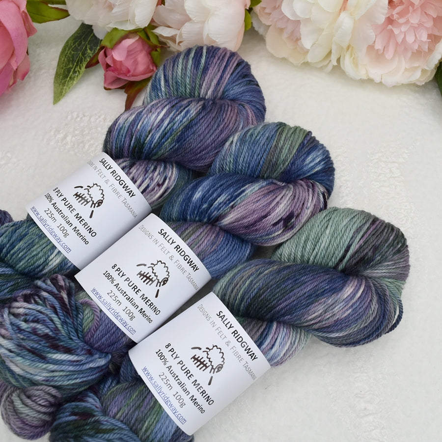 8 Ply DK Pure Merino Wool Yarn in Blue Mountain-8 ply Pure Merino Yarn-2-Sally Ridgway Designs in Felt & Fibre