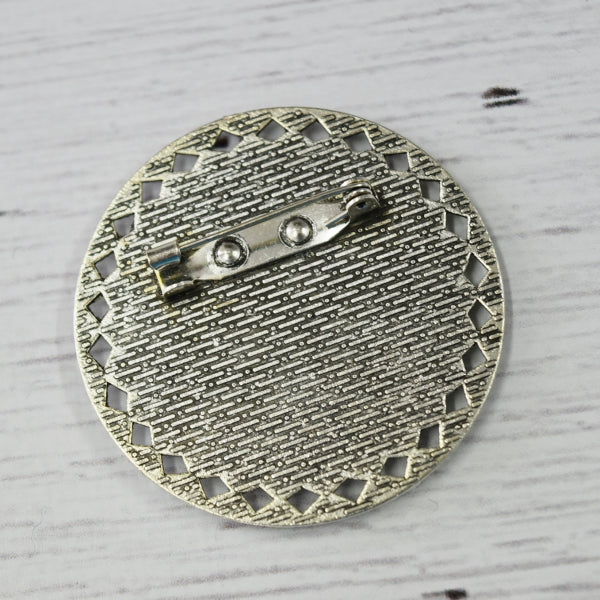 Wool Felt and Metal Round Brooch Pin in Aubergine 13144 Brooch Sally Ridgway