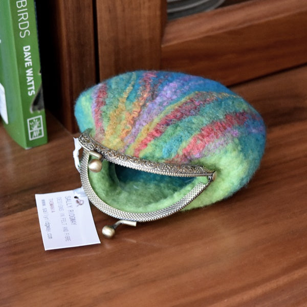 Blue Hand Made Wool Felted Coin Purse 13039-Coin Purse-6-Sally Ridgway Designs in Felt & Fibre